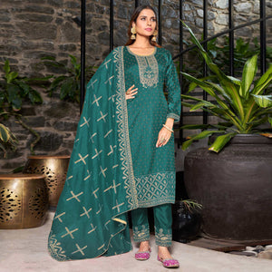 teal-blue-embroidered-vichitra-silk-semi-stitched-salwar-suit