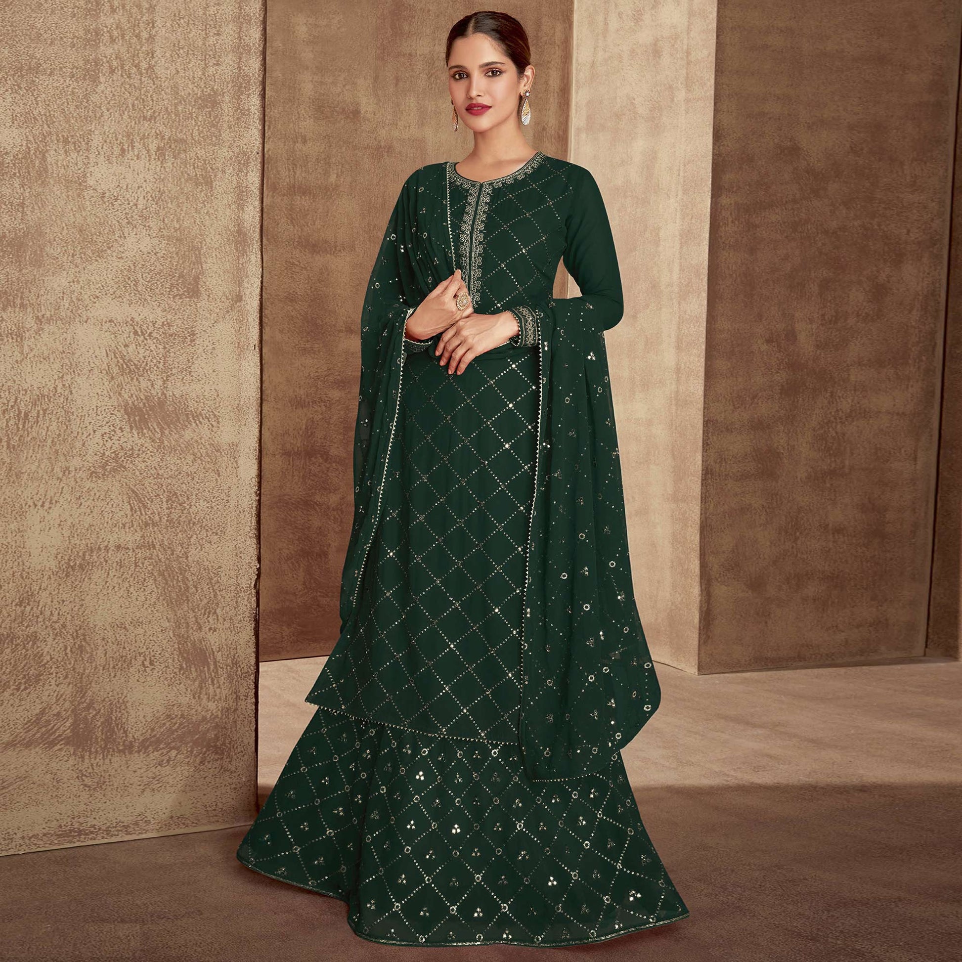 green-sequins-embroidered-georgette-semi-stitched-palazzo-suit
