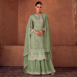 green-floral-sequins-embroidered-georgette-semi-stitched-palazzo-suit