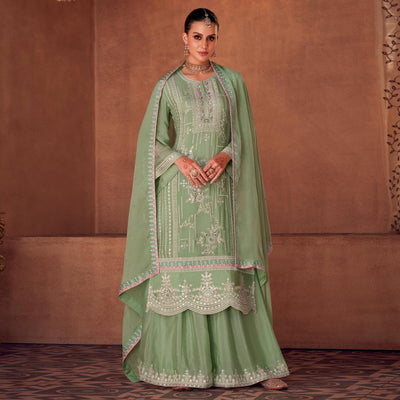 green-floral-sequins-embroidered-georgette-semi-stitched-palazzo-suit