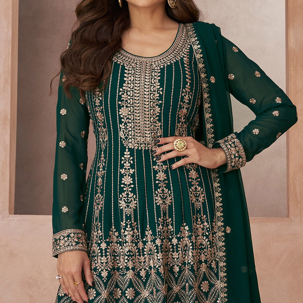 green-floral-embroidered-georgette-semi-stitched-suit-2