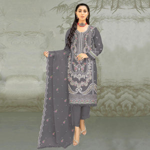 grey-floral-embroidered-organza-semi-stitched-pakistani-suit