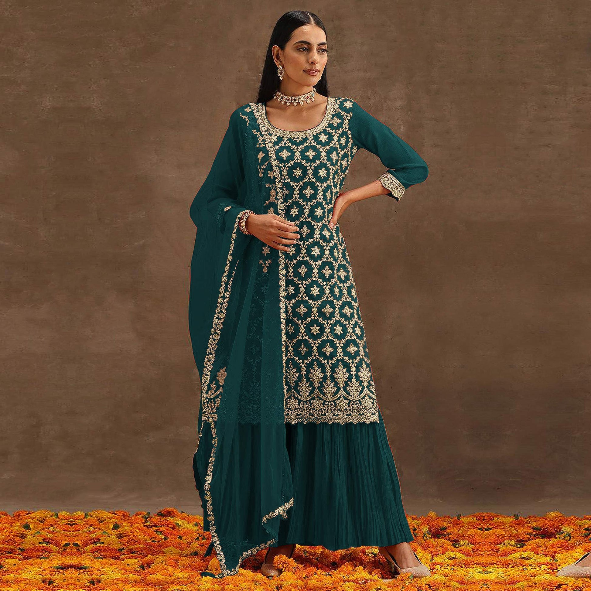 green-embroidered-georgette-semi-stitched-suit