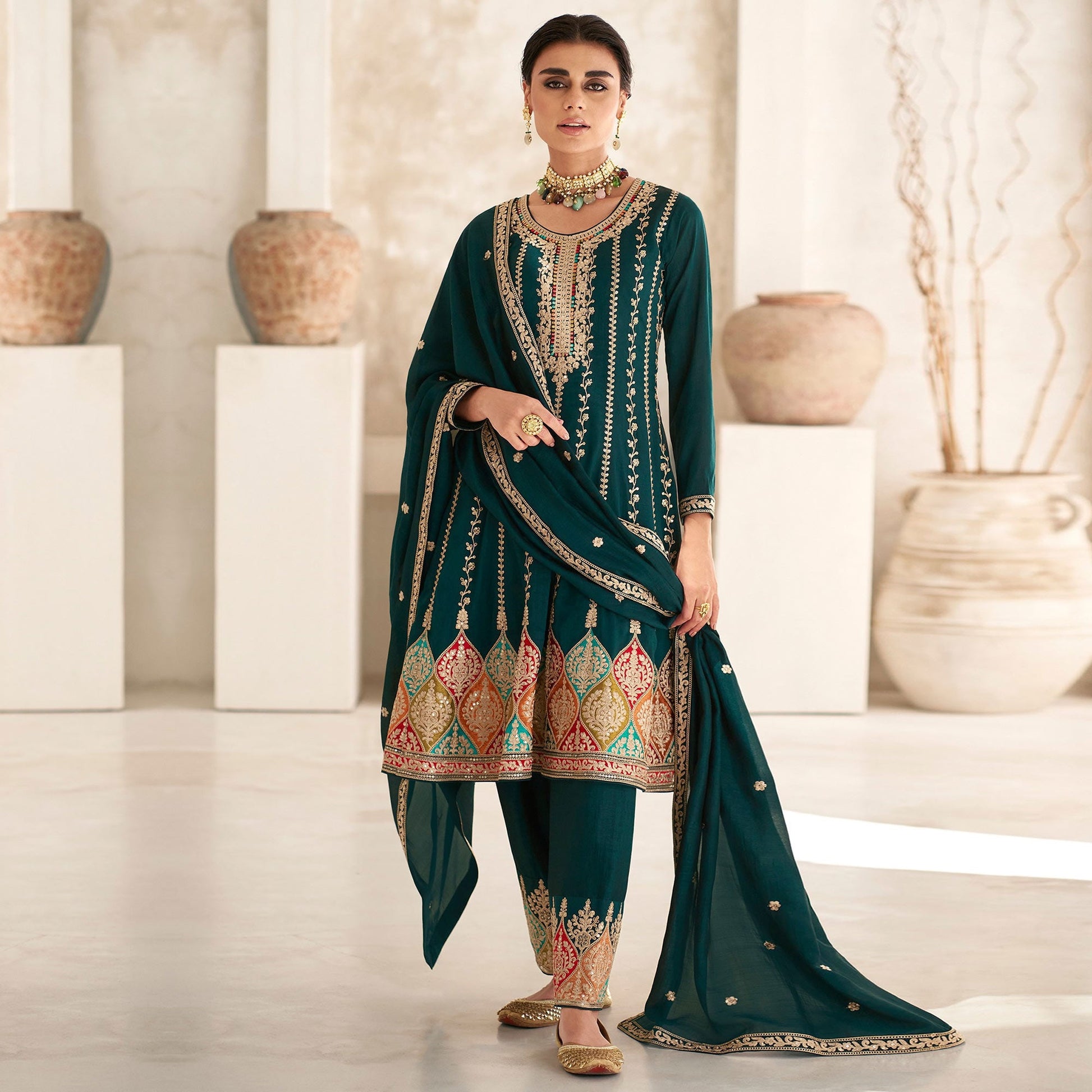 green-sequins-embroidered-georgette-semi-stitched-anarkali-suit-1