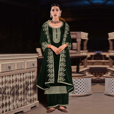 green-floral-embroidered-velvet-semi-stitched-suit