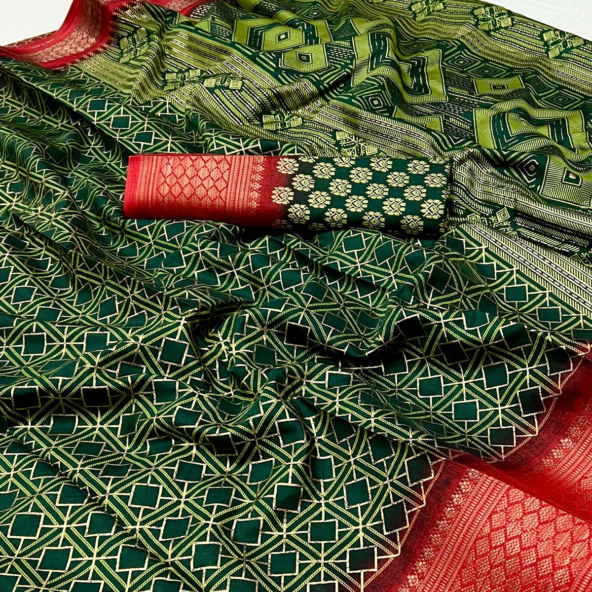green-foil-printed-dola-silk-saree