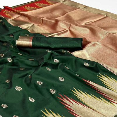 green-floral-woven-art-silk-saree-9