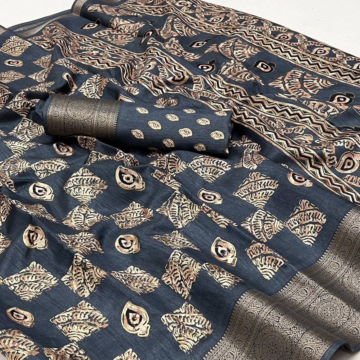 grey-foil-printed-dola-silk-saree-with-jacquard-border