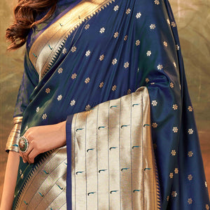 Blue Zari Weaving Pure Silk Paithani Saree