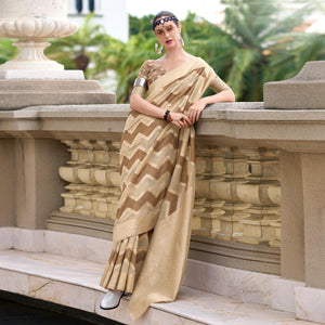 Brown Woven Cotton Silk Saree