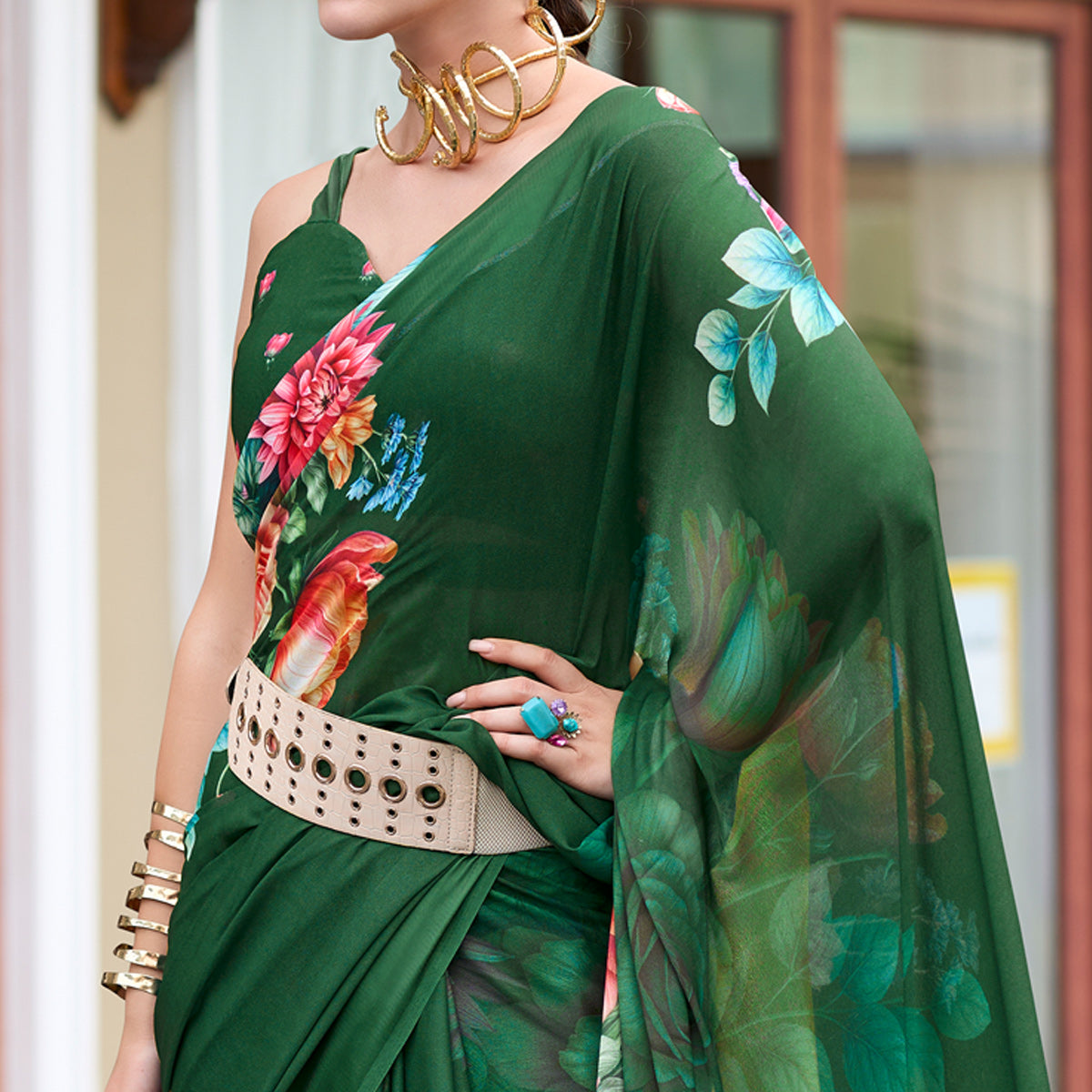 green-floral-printed-georgette-saree-20