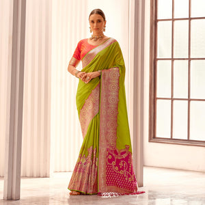 green-floral-woven-banarasi-silk-saree-with-tassels-9