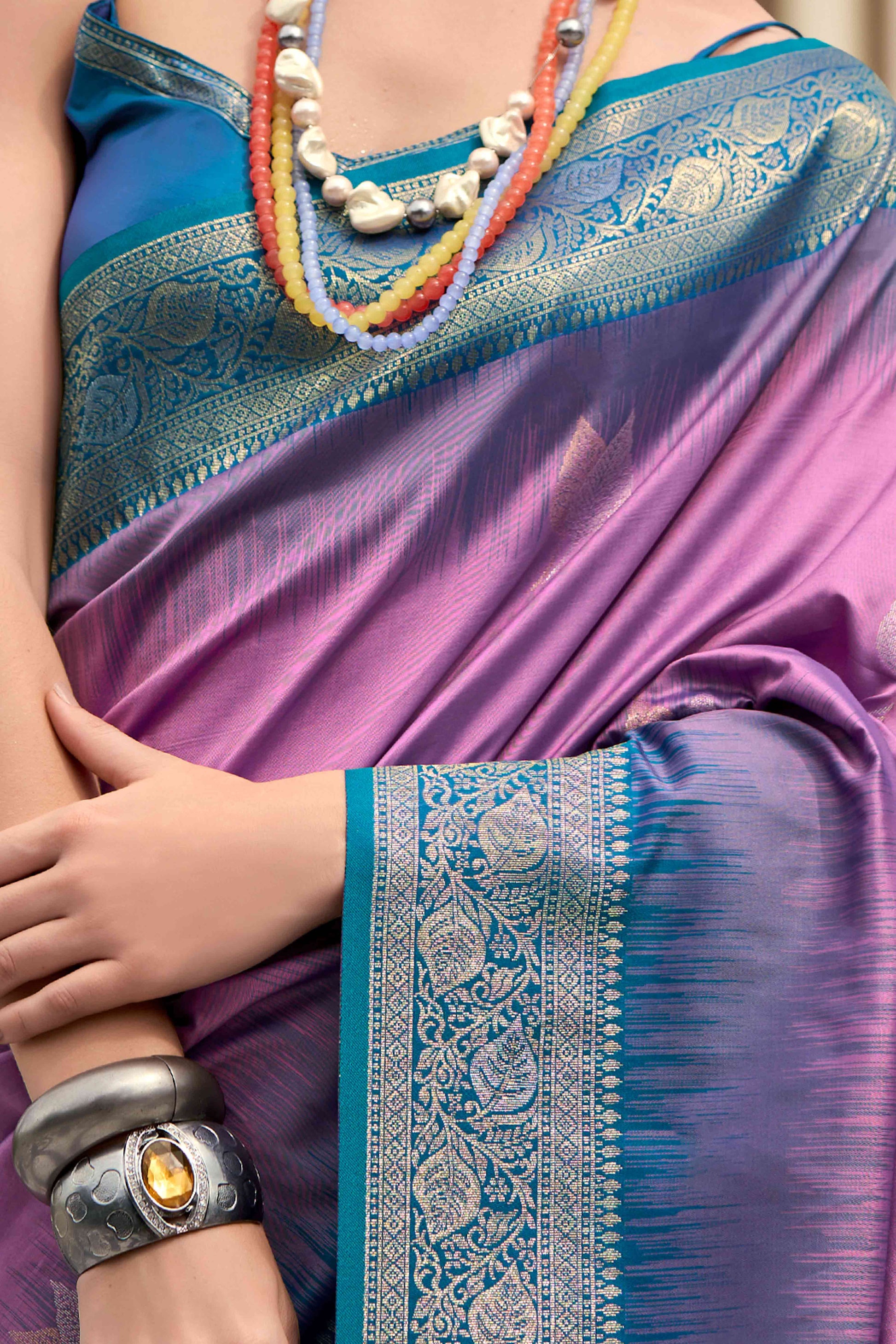 Dark Mauve Zari Weaving Pure Silk Saree