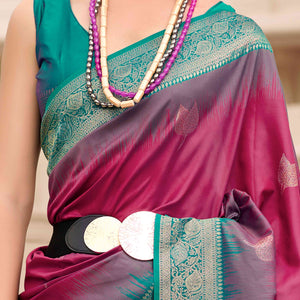 Burgundy Zari Weaving Pure Silk Saree