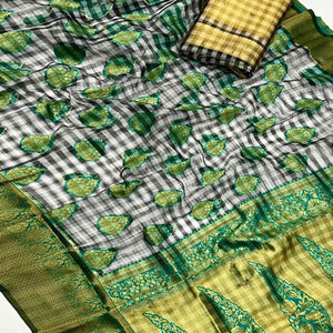 black-checks-woven-organza-saree-with-tassels