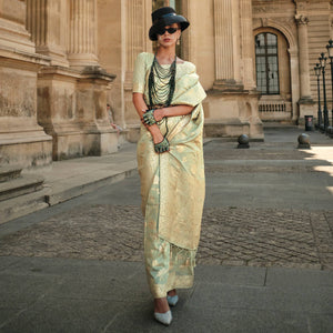 green-floral-woven-art-silk-saree-with-tassels