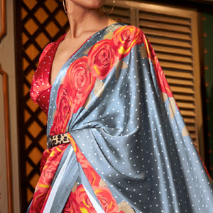 grey-floral-printed-satin-saree-1
