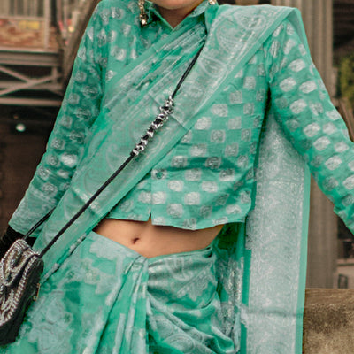 green-woven-organza-saree-7