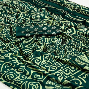 green-contemporary-printed-satin-saree
