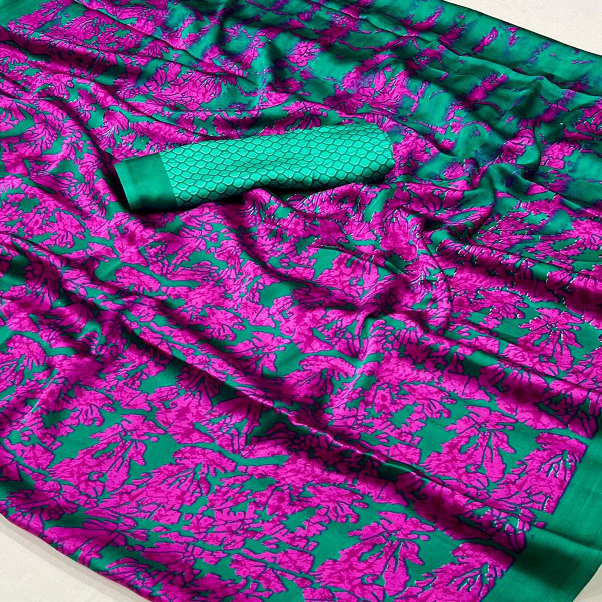 green-pink-contemporary-printed-satin-saree