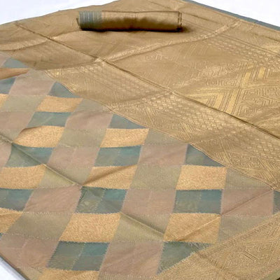 Grey Woven Organza Saree