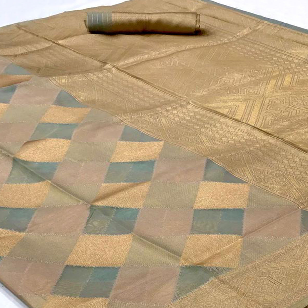 Grey Woven Organza Saree