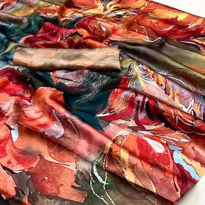 Multicolor Digital Printed Satin Saree