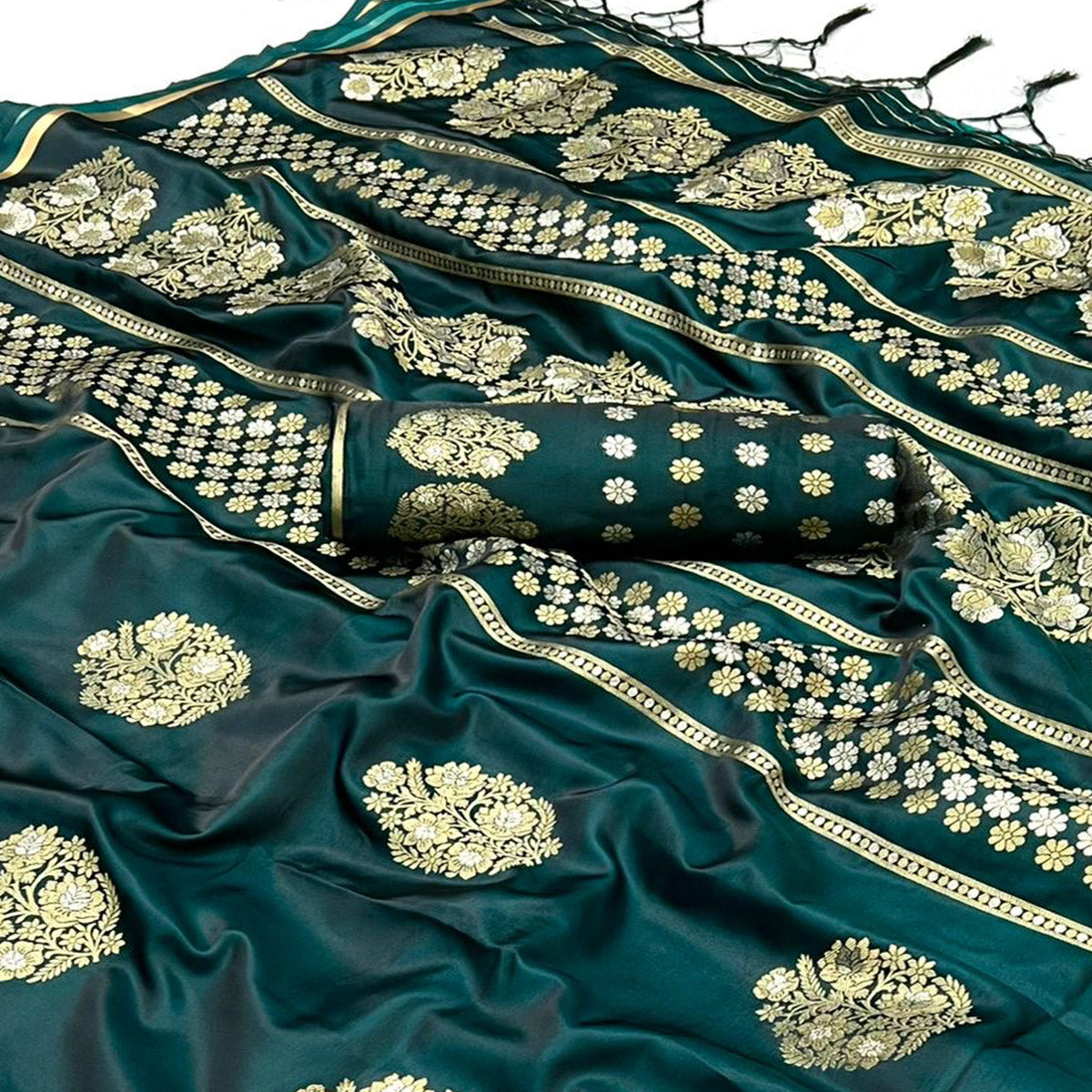 green-floral-design-zari-woven-satin-saree
