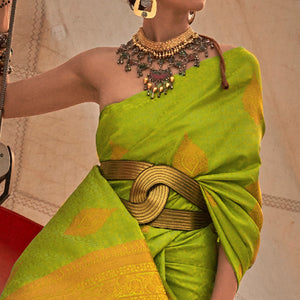 green-woven-satin-two-tone-saree