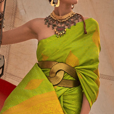 green-woven-satin-two-tone-saree