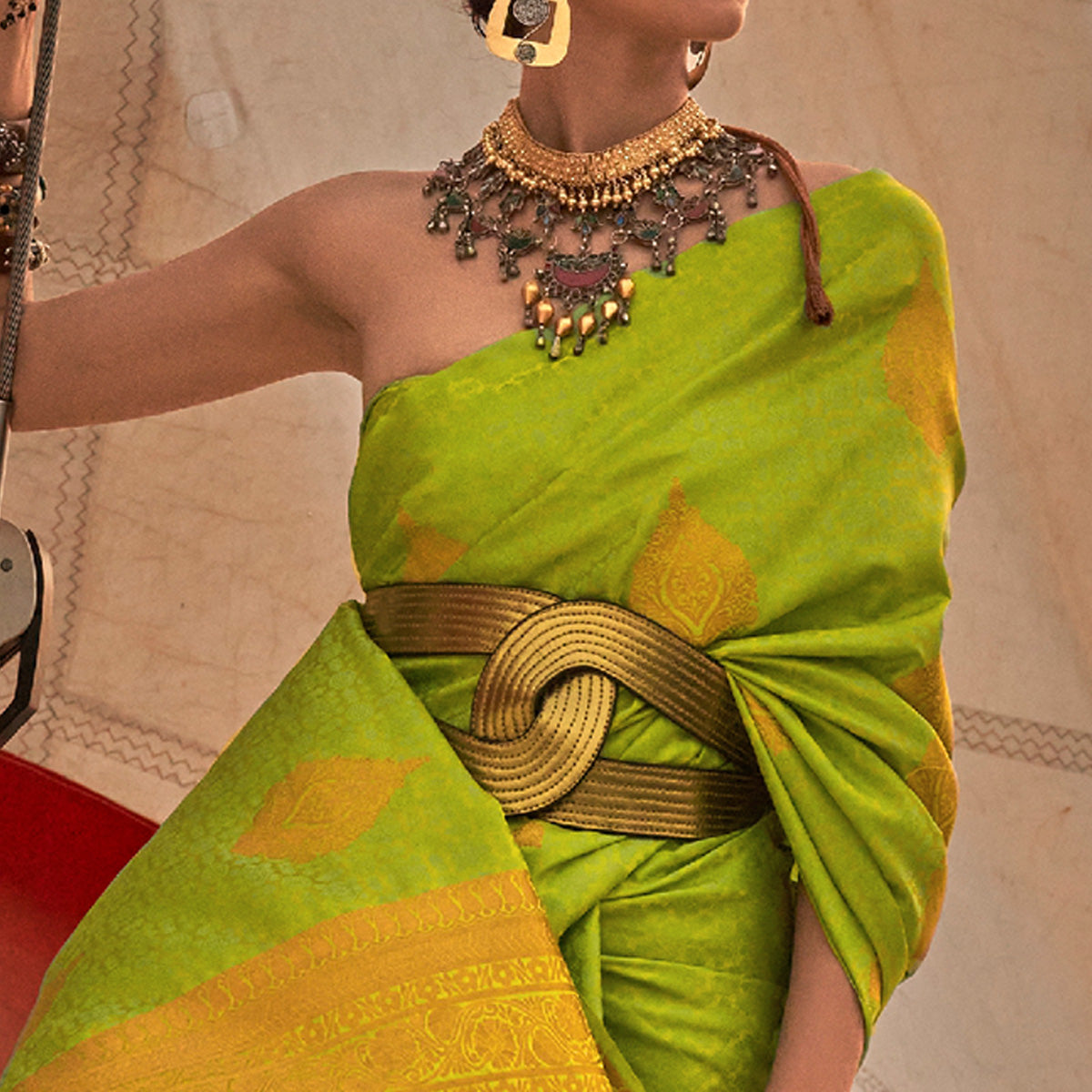 green-woven-satin-two-tone-saree