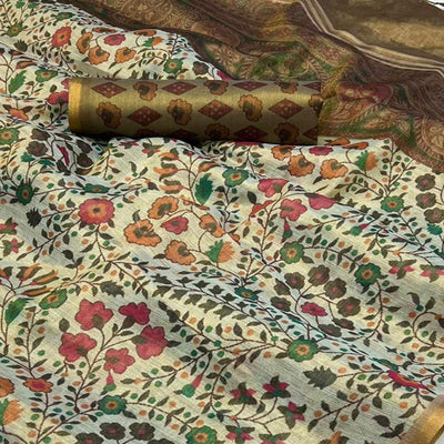 grey-floral-printed-tissue-saree-with-tassels