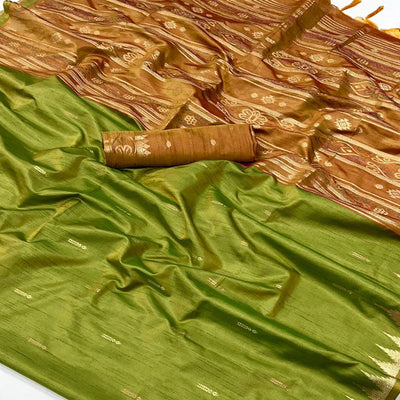 green-zari-work-woven-tussar-silk-saree-with-tassels