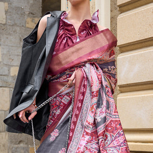 grey-digital-printed-satin-saree-with-tassels