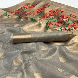 Grey Woven Tissue Paithani Saree