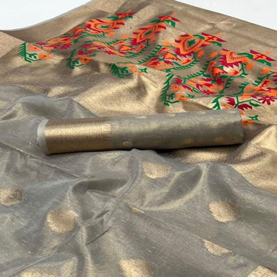 Grey Woven Tissue Paithani Saree