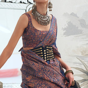 Blue Woven Chanderi Silk Saree