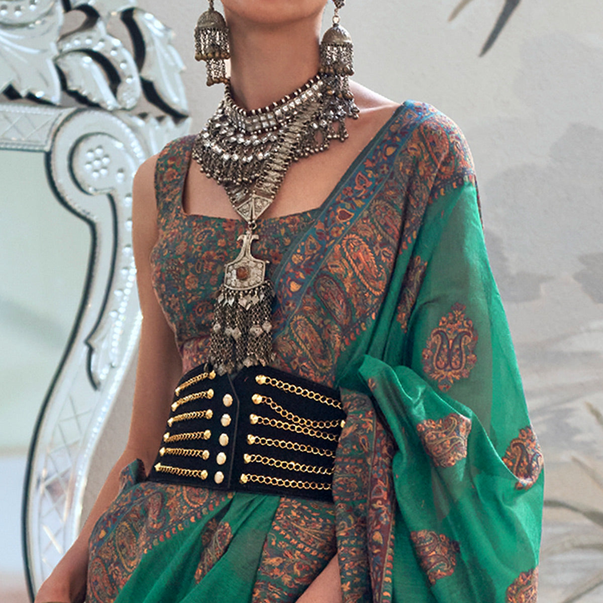 green-woven-chanderi-silk-saree