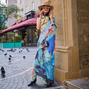 Multicolor Digital Printed Crepe Saree