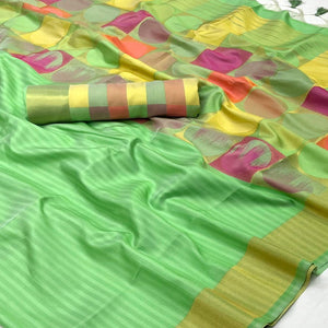 green-floral-woven-art-silk-saree-with-tassels-1