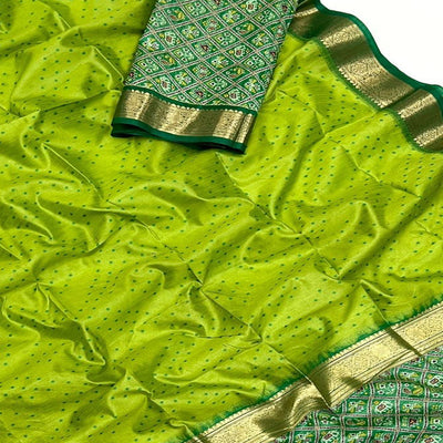 green-weaved-patola-tussar-silk-saree-with-tassels