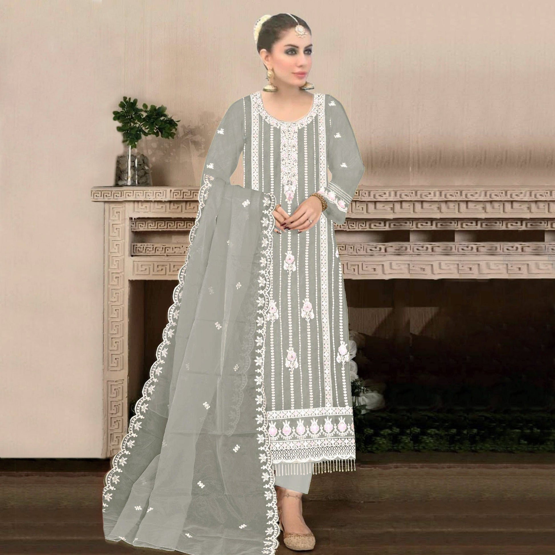 green-floral-hand-embroidered-georgette-semi-stitched-pakistani-suit