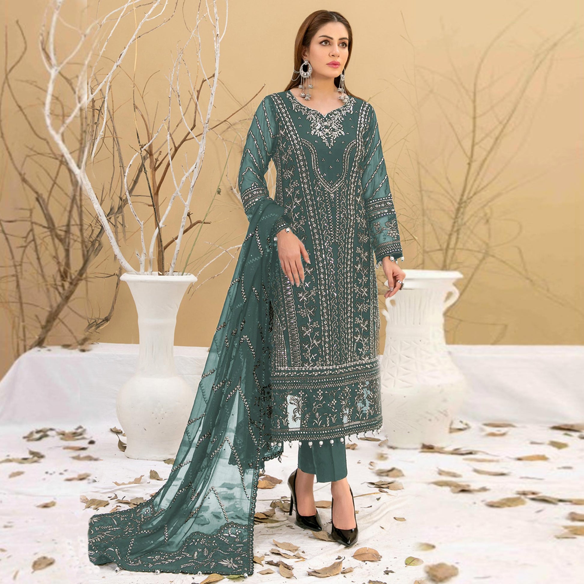 green-floral-embroidered-georgette-semi-stitched-pakistani-suit-7
