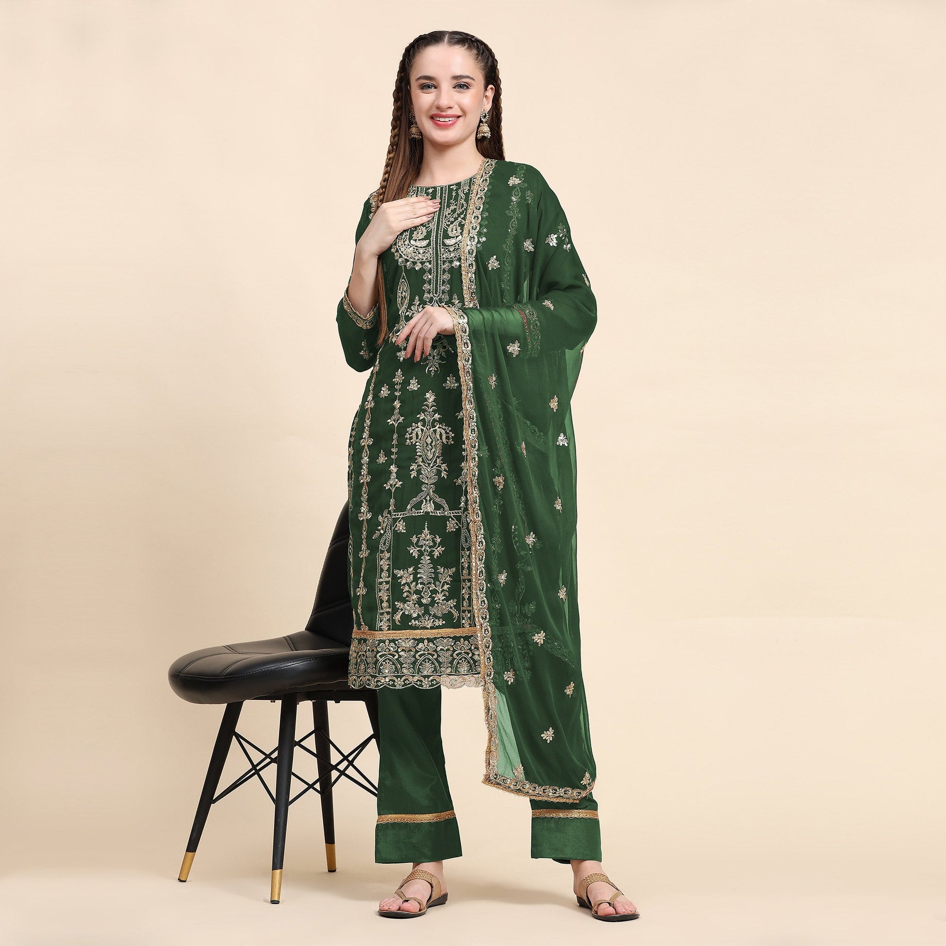 green-sequins-embroidered-georgette-semi-stitched-pakistani-suit