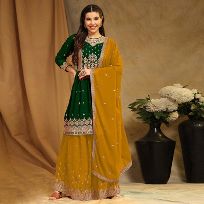 green-floral-embroidered-georgette-semi-stitched-sharara-suit