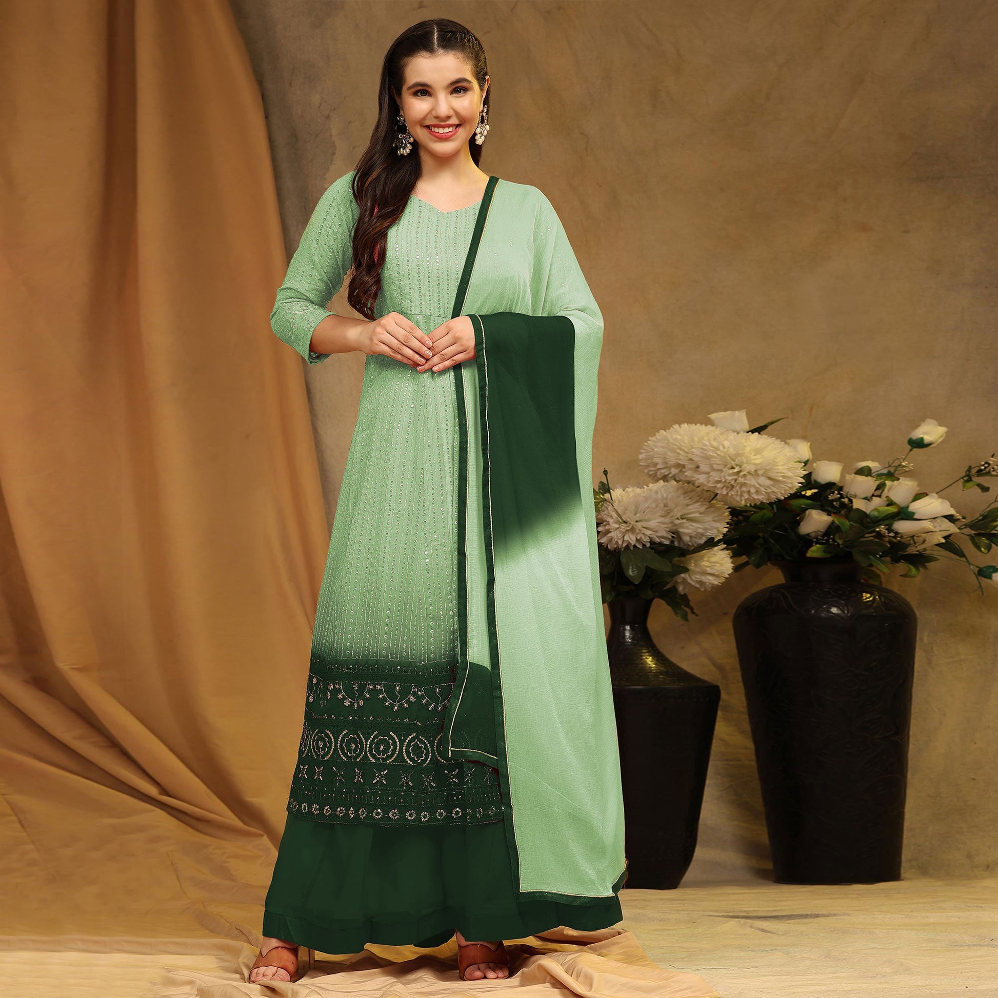 green-sequins-embroidered-georgette-semi-stitched-sharara-suit