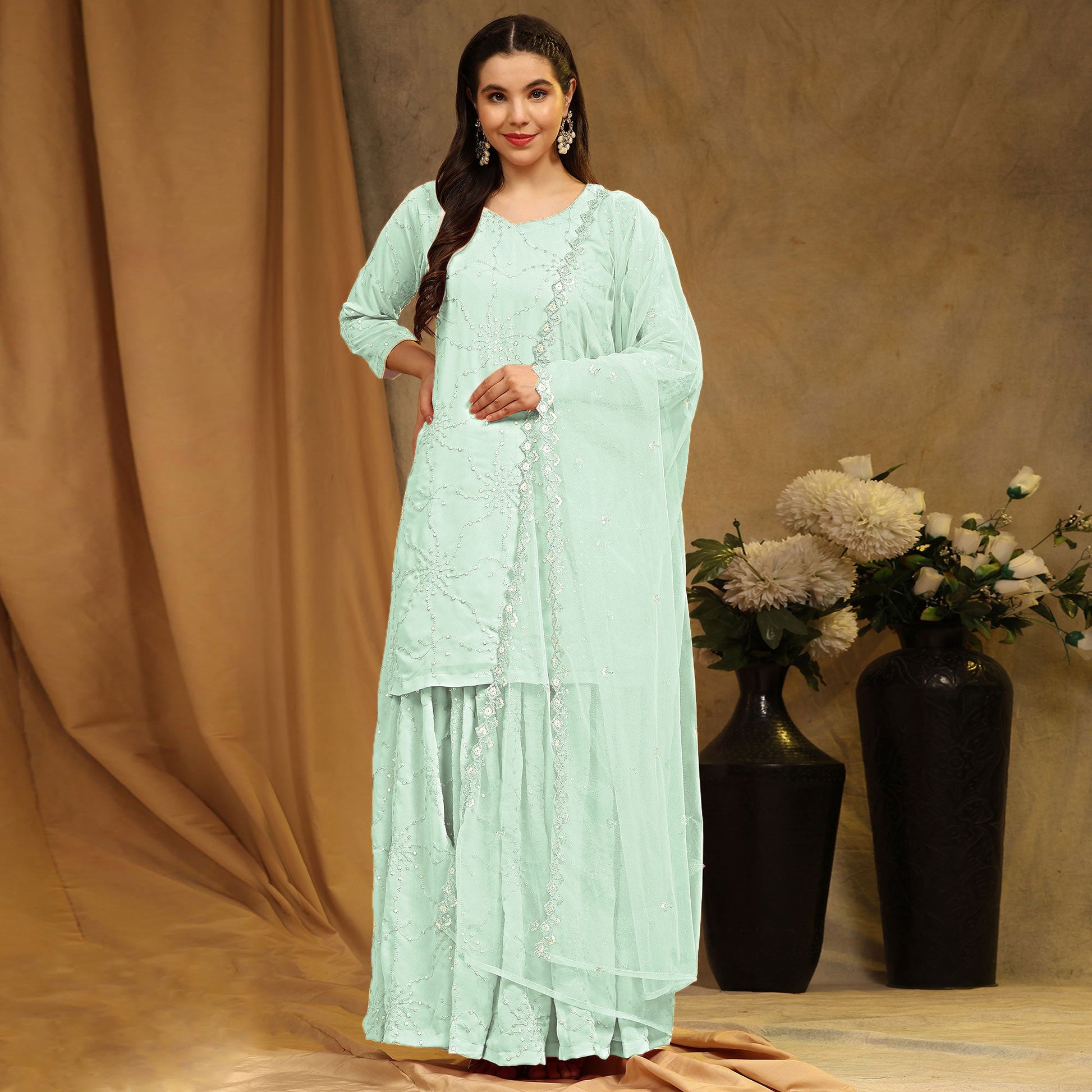 green-embroidered-georgette-semi-stitched-sharara-suit-1