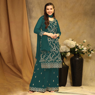 green-floral-embroidered-georgette-semi-stitched-suit-6