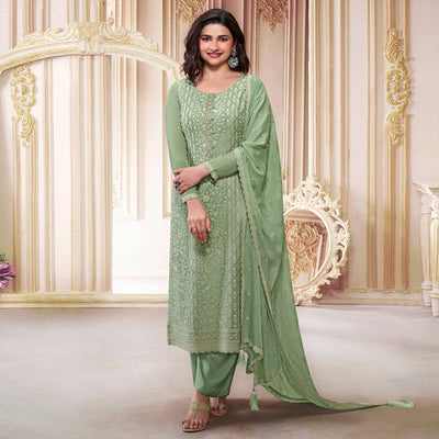 green-embroidered-with-diamond-work-chinon-silk-semi-stitched-suit