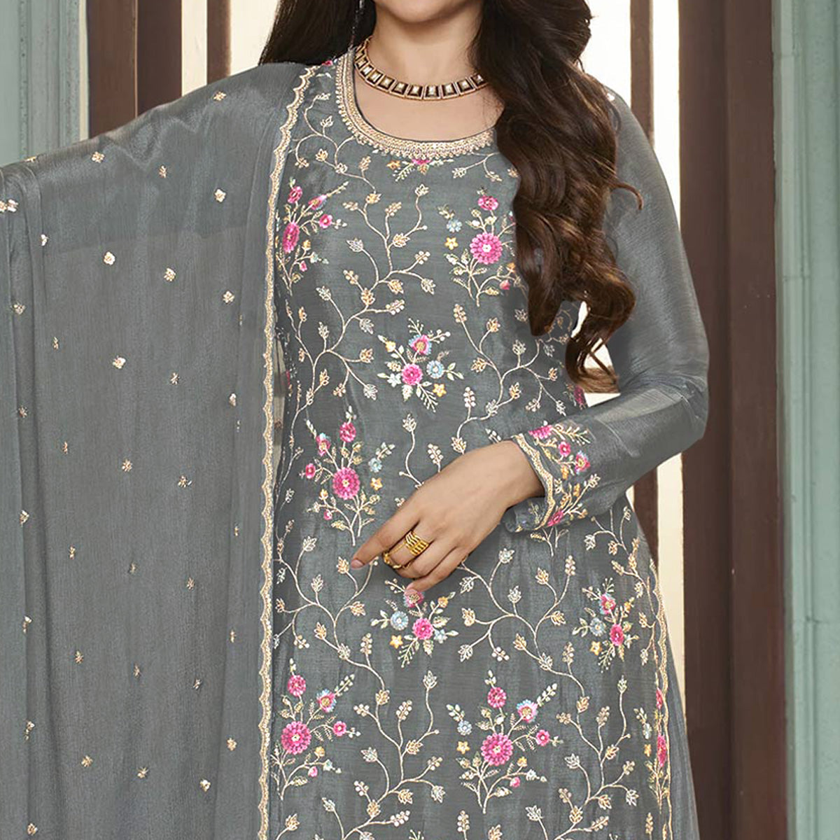 grey-floral-embroidered-chinon-sharara-salwar-suit